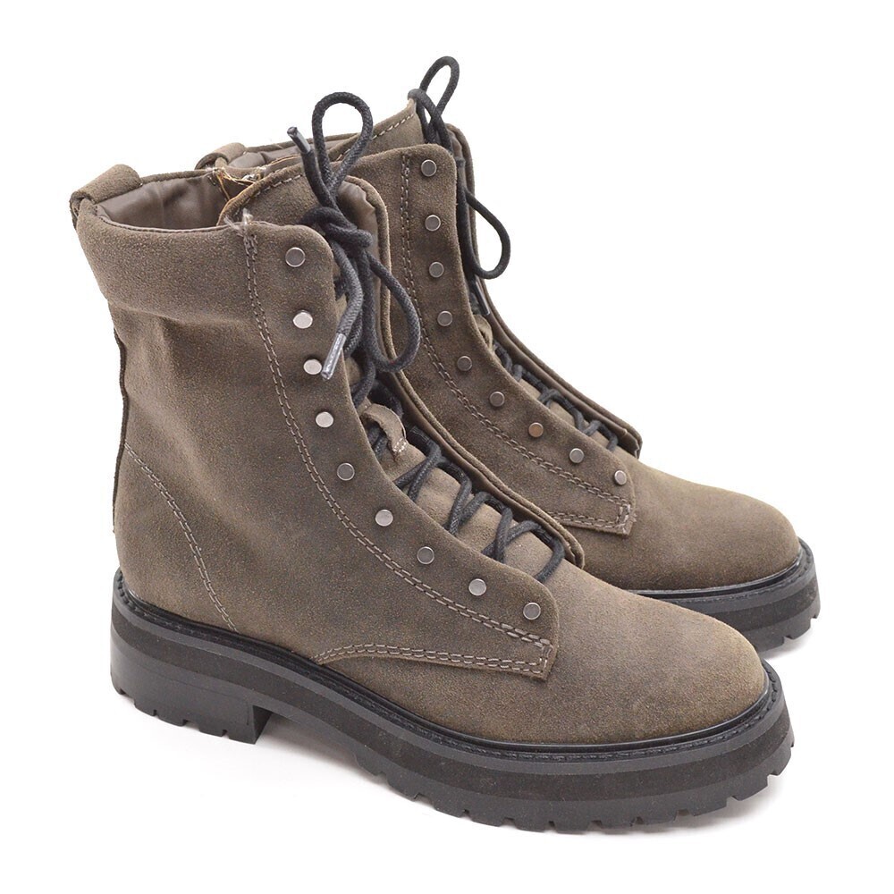 Dolce Vita Ranier Olive Suede Heel Combat Boots 7 M New